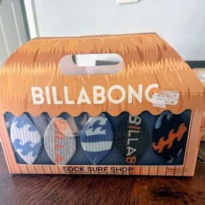 Billabong Men's 5-Pack Crew Socks – Blue, Gray, White & Orange Accents